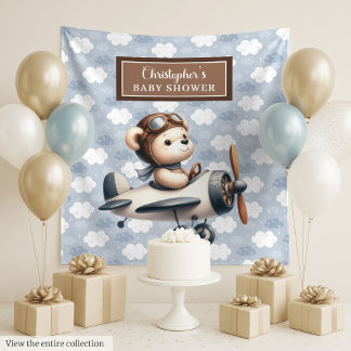 Klassische Teddybär-Pilot Babydusche Foto Wandteppich