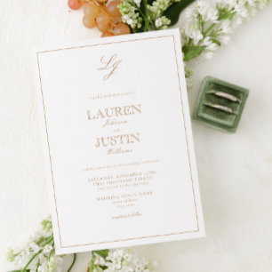 Klassische Terracotta-Kalligrafie-Monogramm-Hochze Einladung