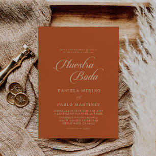 Klassische Terracotta Nuestra Boda Hochzeit Einladung