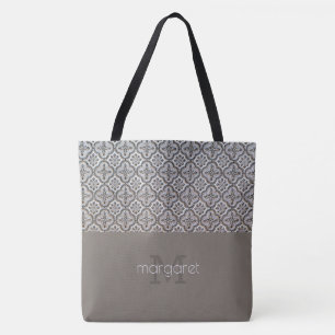Klassische Texturierte Mit Monogramm Tote Tasche