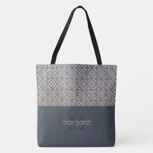 Klassische Texturierte Mit Monogramm Tote Tasche