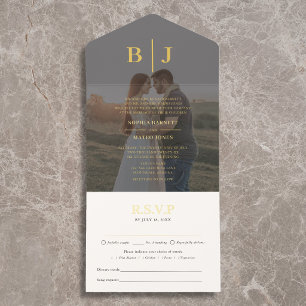 Klassische traditionelle Monogramm-Foto-Hochzeit All-in-One-Einladung