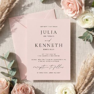 Klassische traditionelle weiche rosa Hochzeitseinl Einladung