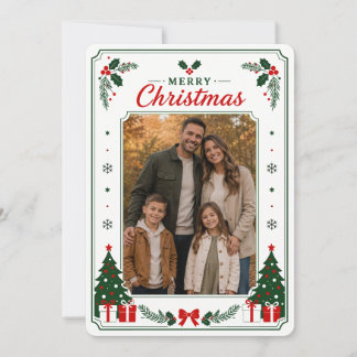 Klassische traditionelle Weihnachts-Familienfoto-K Dankeskarte