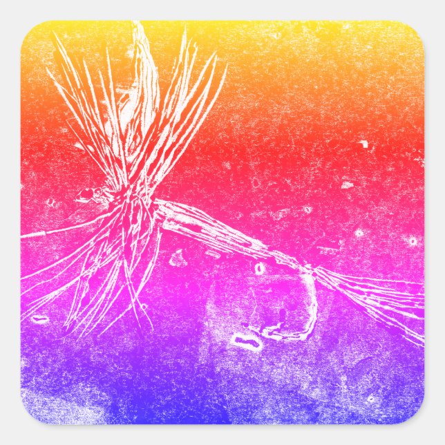 Klassische Trockenfliegenmuster für die Forellen-  Quadratischer Aufkleber (Vorderseite)