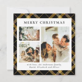 Klassische Typografie Black Gold Kariertes Foto We Feiertagskarte