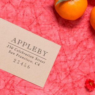 Klassische Typografie   Familienname und Rücksende Gummistempel