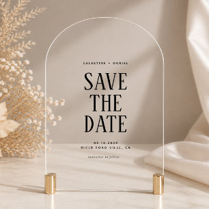 Klassische Typografie Hochzeit Save-the-Date-Acryl Acryleinladungen