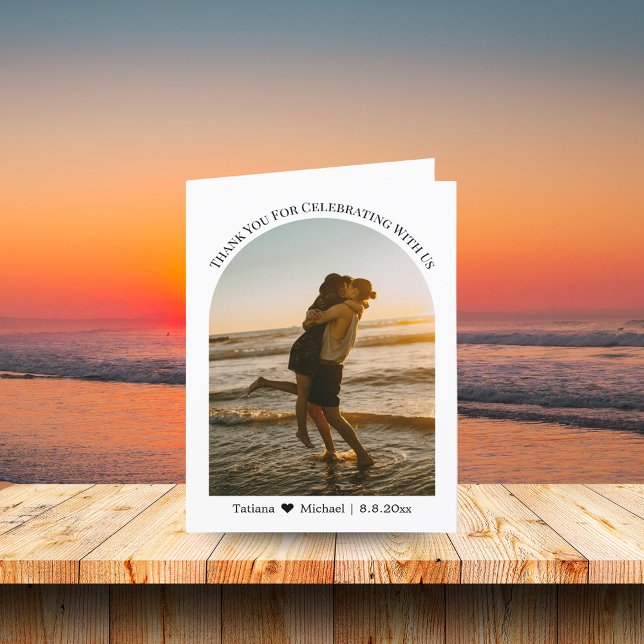 Klassische Typografie Hochzeitssommer Foto Dankeskarte (Von Creator hochgeladen)