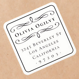 Klassische Typografie-Individuelle Name-Rücksendea Quadratischer Aufkleber