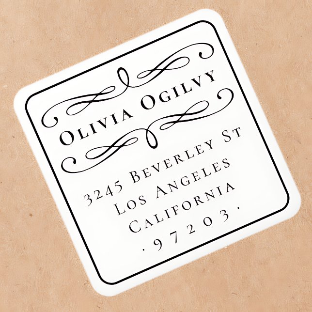 Klassische Typografie-Individuelle Name-Rücksendea Quadratischer Aufkleber (Von Creator hochgeladen)