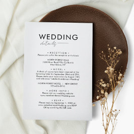 Klassische Typografie-Kalligrafie-Hochzeitdetails Begleitkarte