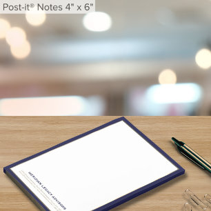 Klassische Typografie Navy Blue Gerahmt 4x6 Post-it Klebezettel