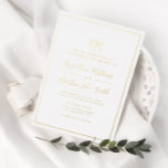 klassische Typografie-Rahmen Hochzeitseinladung Folieneinladung<br><div class="desc">einfache Rahmen und kalligraphische Goldfolie mit individuellem Text und schönem Drehbuch.</div>