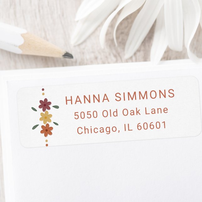 Klassische Typografie Trendy Boho Florale Adresse (Von Creator hochgeladen)