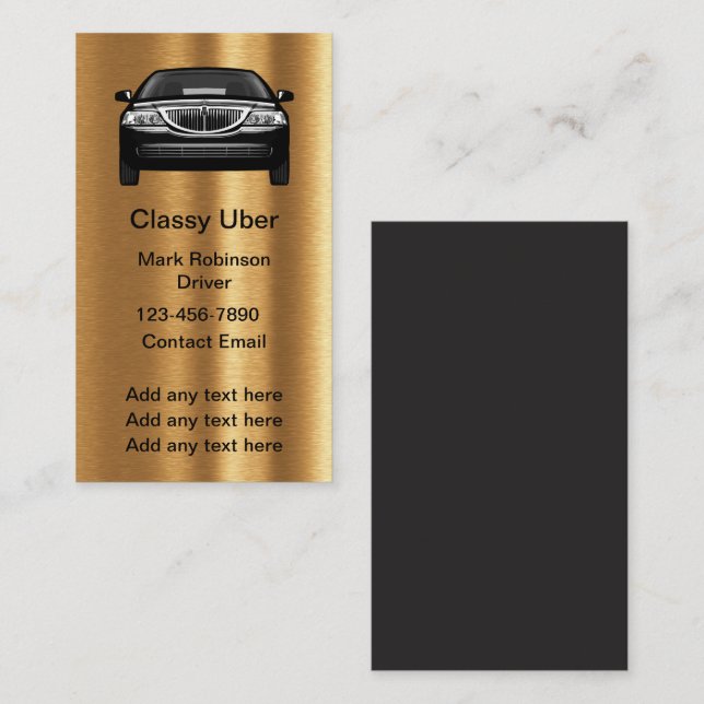 Klassische Uber Driver Gold Tone Business Cards Visitenkarte (Vorne/Hinten)