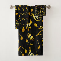 Klassische und einfache Gold-Musiknoten auf schwar