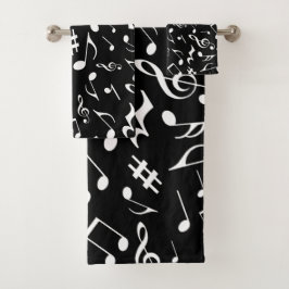 Klassische und einfache weiße Musiknoten auf schwa Badhandtuch Set