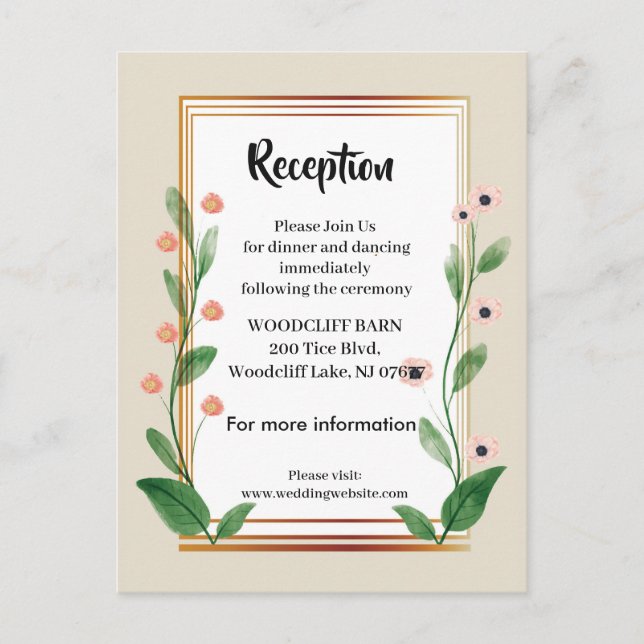 Klassische und elegante Empfang-Karte Ankündigungspostkarte (Vorderseite)