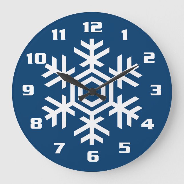 Klassische und elegante Snowflake Weihnachten Große Wanduhr (Vorderseite)