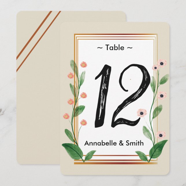 Klassische und elegante Tischnummer (Vorne/Hinten)