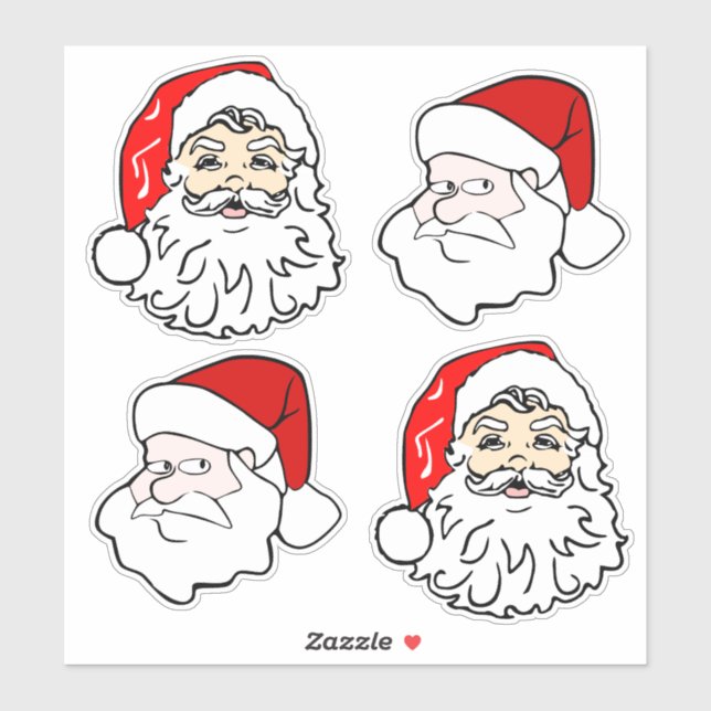 Klassische und moderne Santa Faces Aufkleber (Blatt)