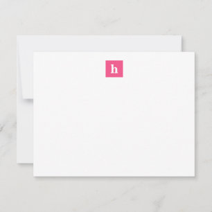 Klassische und moderne Square Monogramm in Rosa Mitteilungskarte