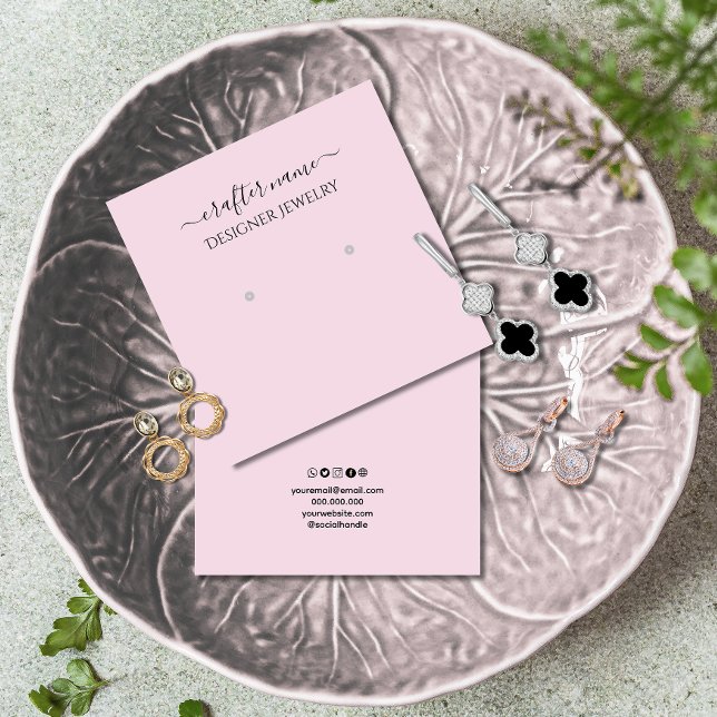 Klassische und schicke Schmuckkarte in Rosa Quadratische Visitenkarte (Von Creator hochgeladen)