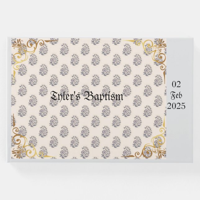 Klassische und Verzierte Taufe , anpassbar Gästebuch (Vorderseite)