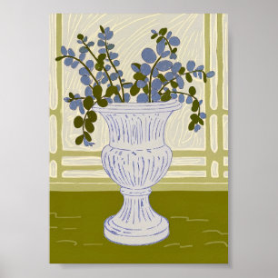 Klassische Urne mit Eukalyptuszweigen Kunstprint Poster