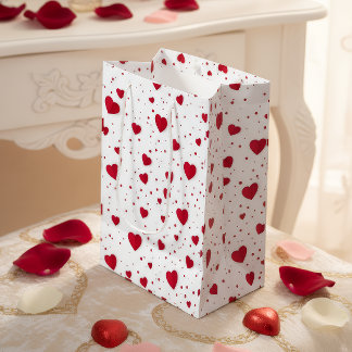 Klassische Valentinstag-Herzen-Geschenktasche Mittlere Geschenktüte
