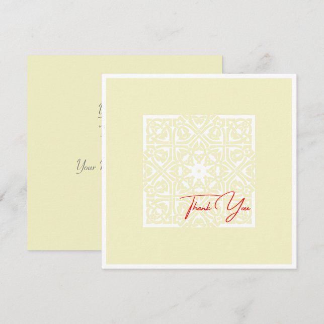 Klassische Vanilla und weißer, eleganter Rahmen, r Dankeskarte (Vorne/Hinten)