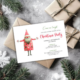Klassische verrückte Weihnachtsfeier in Rot und Gr Einladung