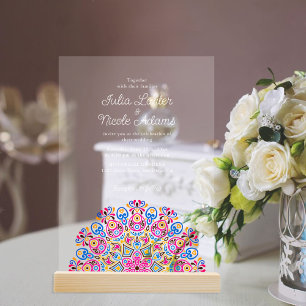 Klassische Verzierte Art Deco Stil Mandala Wedding Acryleinladungen