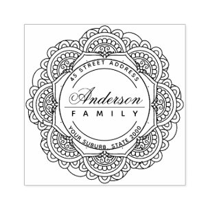 KLASSISCHE VERZIERTE CUSTOM FAMILIENNAME RÜCKSENDE GUMMISTEMPEL