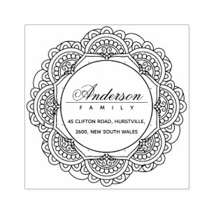 KLASSISCHE VERZIERTE CUSTOM FAMILIENNAME RÜCKSENDE GUMMISTEMPEL