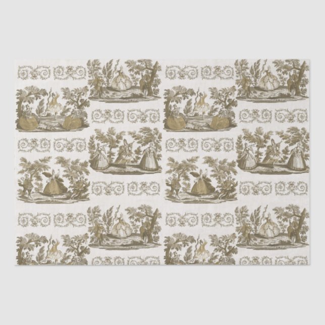 Klassische Verzierte Vintage Pastoral Tanz Beige Seidenpapier (Vorderseite)