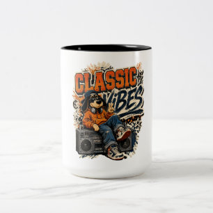 Klassische Vibes Retro-Musik-T-Shirt für Musik Zweifarbige Tasse