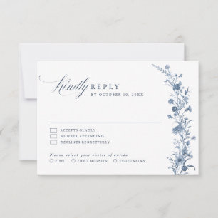 Klassische viktorianische blaue französische Garte RSVP Karte