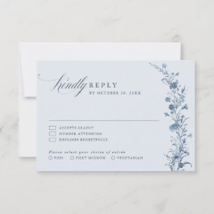 Klassische viktorianische blaue französische Garte RSVP Karte