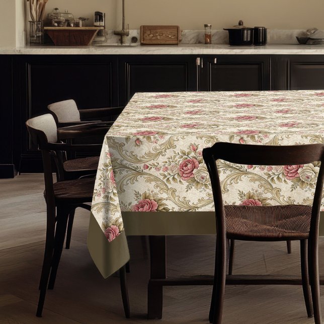 Klassische Viktorianische Damaskus warme Atmosphär Tischdecke (Classic Victorian Damask Warm Inviting Atmosphere Tablecloth)