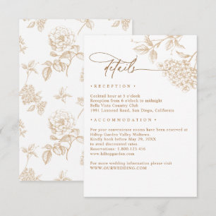 Klassische viktorianische florale Hochzeitsdetails Begleitkarte