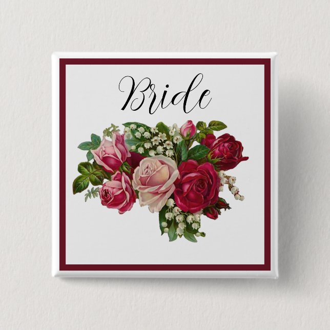 Klassische Viktorianische Rose Lily of the Valley  Button (Vorderseite)