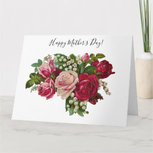 Klassische Viktorianische Rose Lily of the Valley Karte