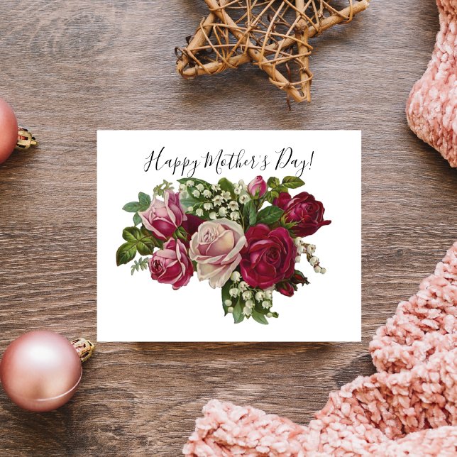 Klassische Viktorianische Rose Lily of the Valley  Postkarte (Von Creator hochgeladen)