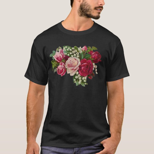 Klassische Viktorianische Rose Lily of the Valley  T-Shirt (Vorderseite)