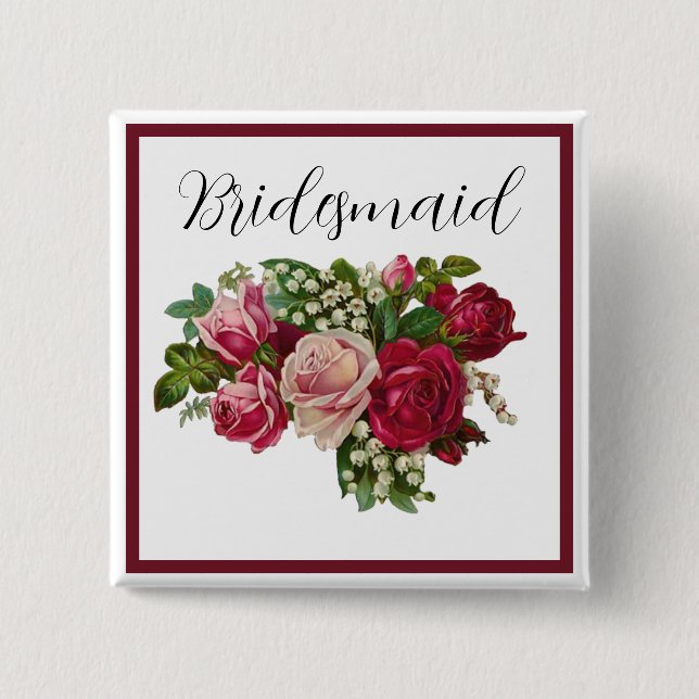 Klassische Viktorianische Rose Lily of Valley Brid Button (Vorderseite)