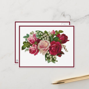 Klassische viktorianische Rosen Maiglöckchen Roman Postkarte