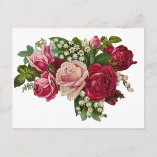 Klassische viktorianische Rosen Maiglöckchen Roman Postkarte