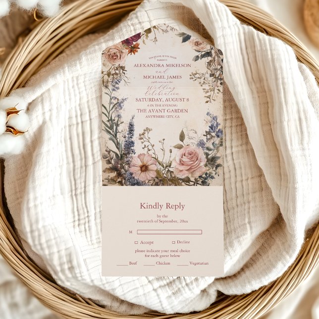 Klassische Viktorianische Royal Floral Wedding All In One Einladung (Von Creator hochgeladen)